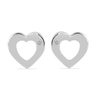 BUY STERLING SILVER NATURAL WHITE DIAMOND DOUBLE CUT GEMSTONE HEART EARRINGS